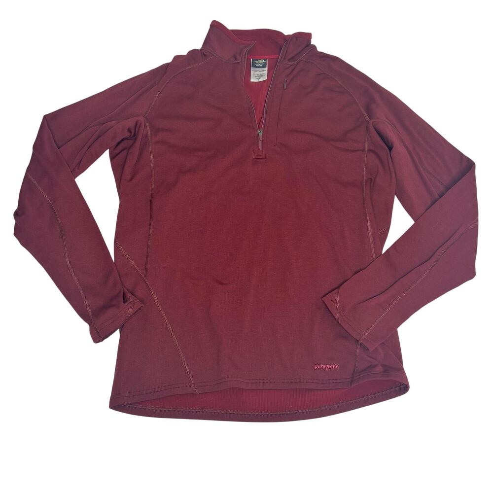Patagonia Mens Long Sleeve Capilene Base Layer Quarter Zip Maroon L